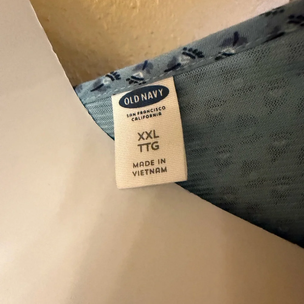 Old Navy Blue Floral Blouse Tunigan/Dress Boho Cottagecore - Picture 4 of 8